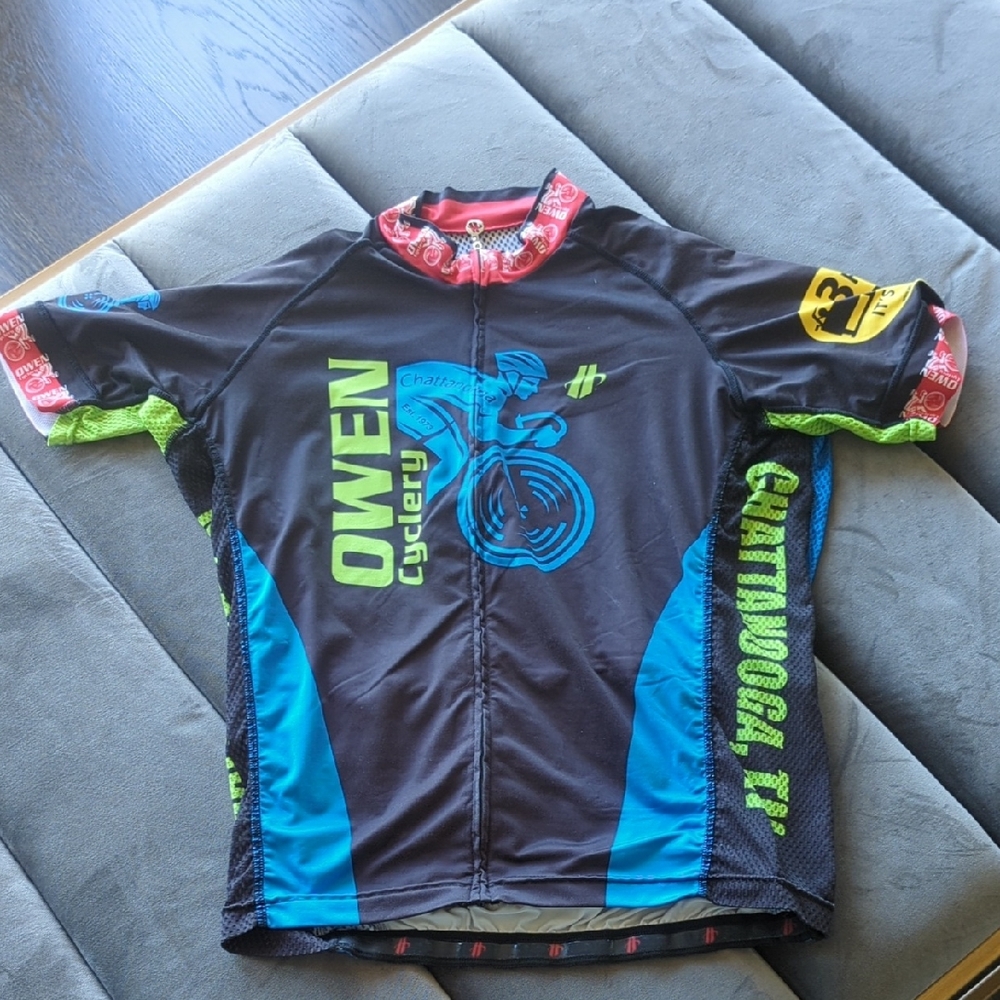 Men's Cycling Jersey - Black, Blue, and Green